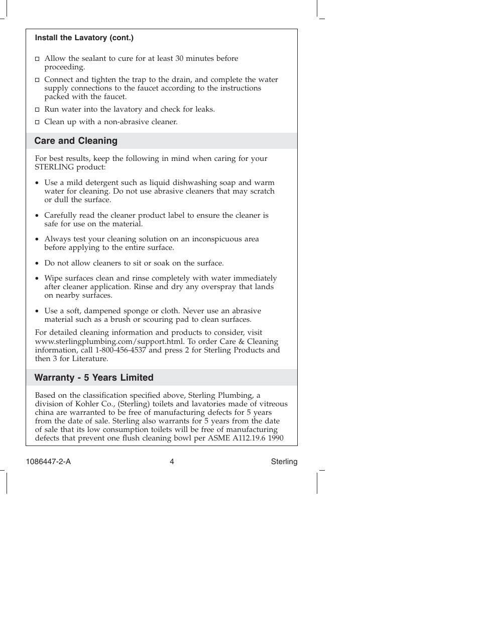 Sterling 1086447-2-A User Manual | Page 4 / 16