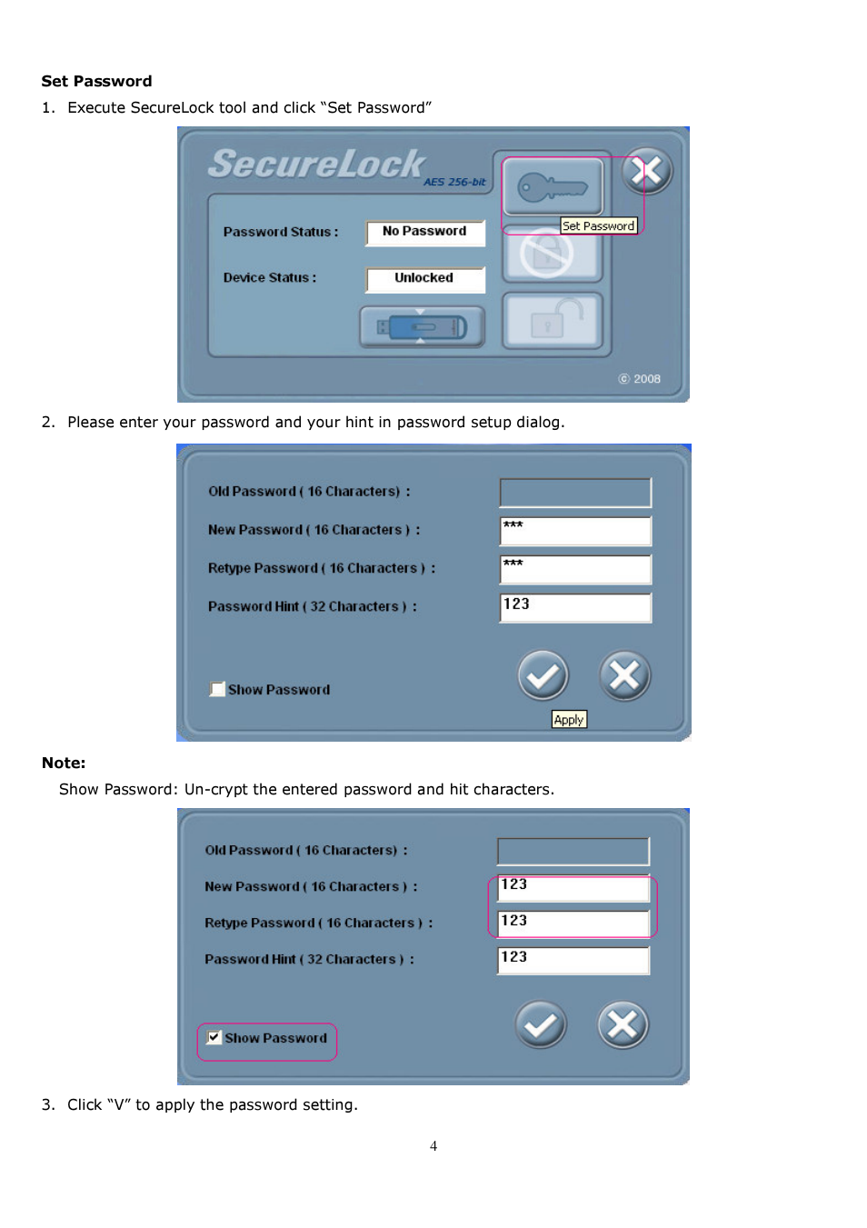 Super Talent Technology SecureLock AES-256 User Manual | Page 4 / 11