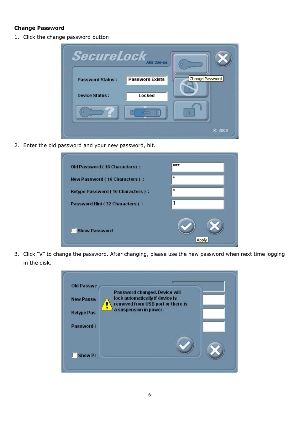Super Talent Technology SecureLock AES-256 User Manual | Page 6 / 11