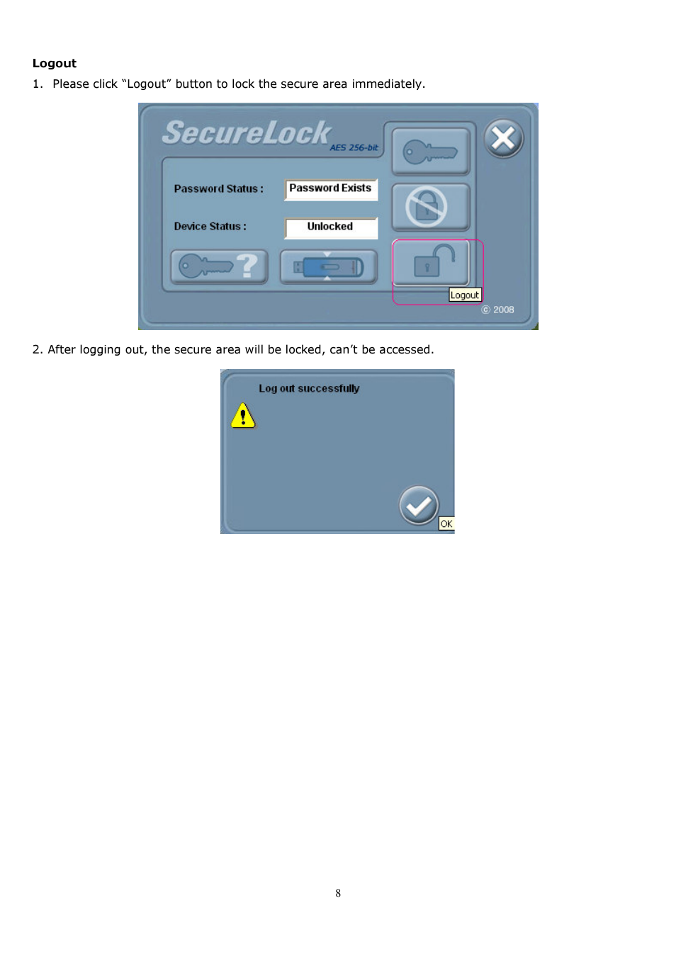 Super Talent Technology SecureLock AES-256 User Manual | Page 8 / 11