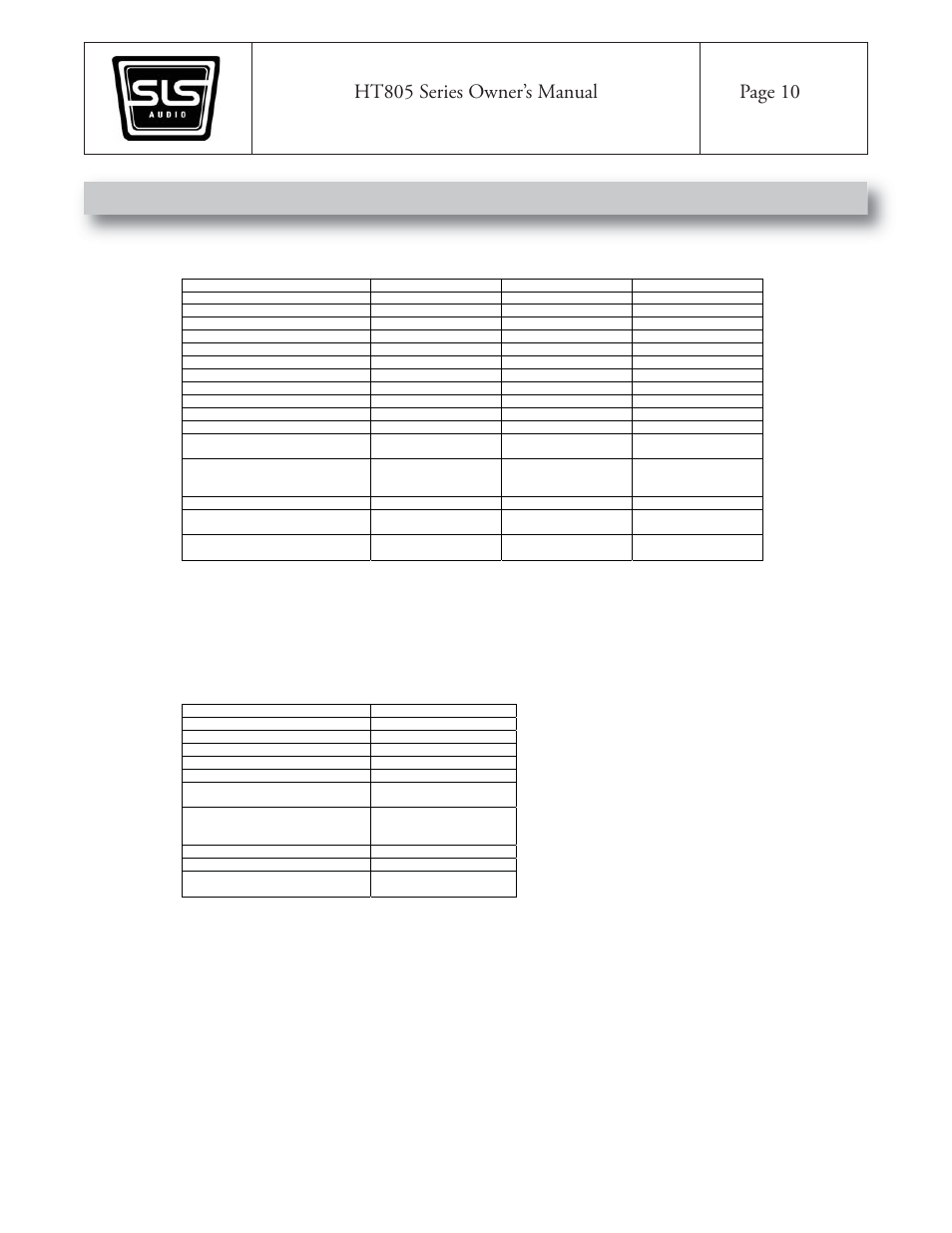 Specifications | SLS Audio HT805S User Manual | Page 10 / 10