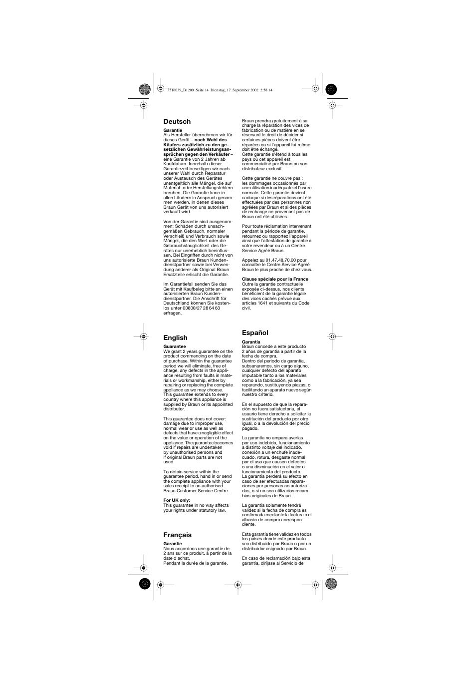 Braun B 1200 User Manual | Page 14 / 22