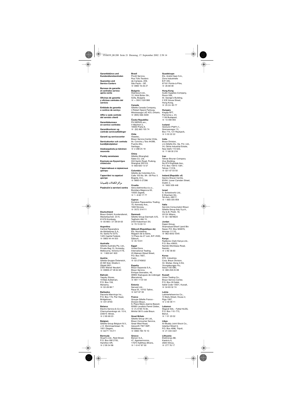 Braun B 1200 User Manual | Page 21 / 22