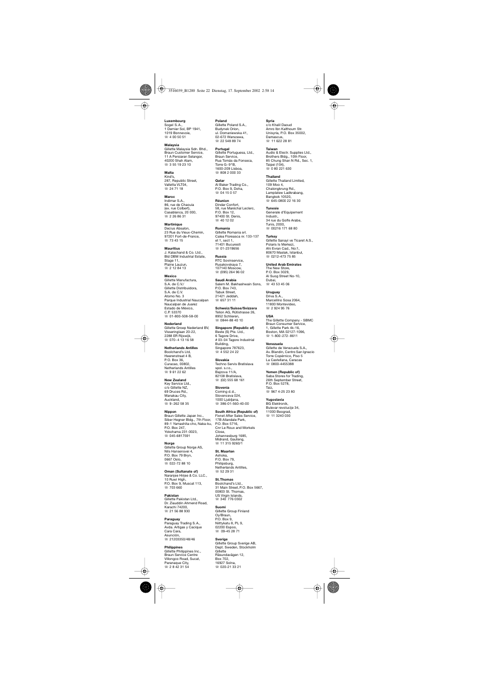 Braun B 1200 User Manual | Page 22 / 22