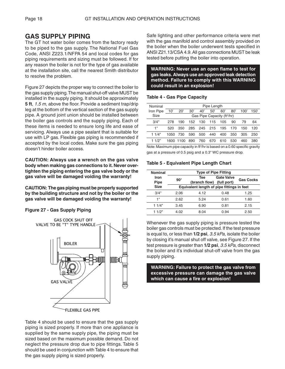 Gas supply piping | Smith Cast Iron Boilers GT Series User Manual | Page 18 / 44