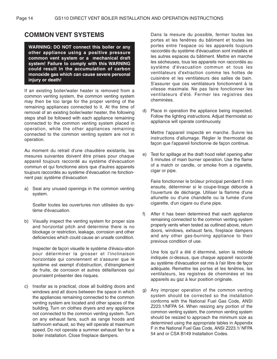 Common vent systems | Smith Cast Iron Boilers GS110W User Manual | Page 14 / 32