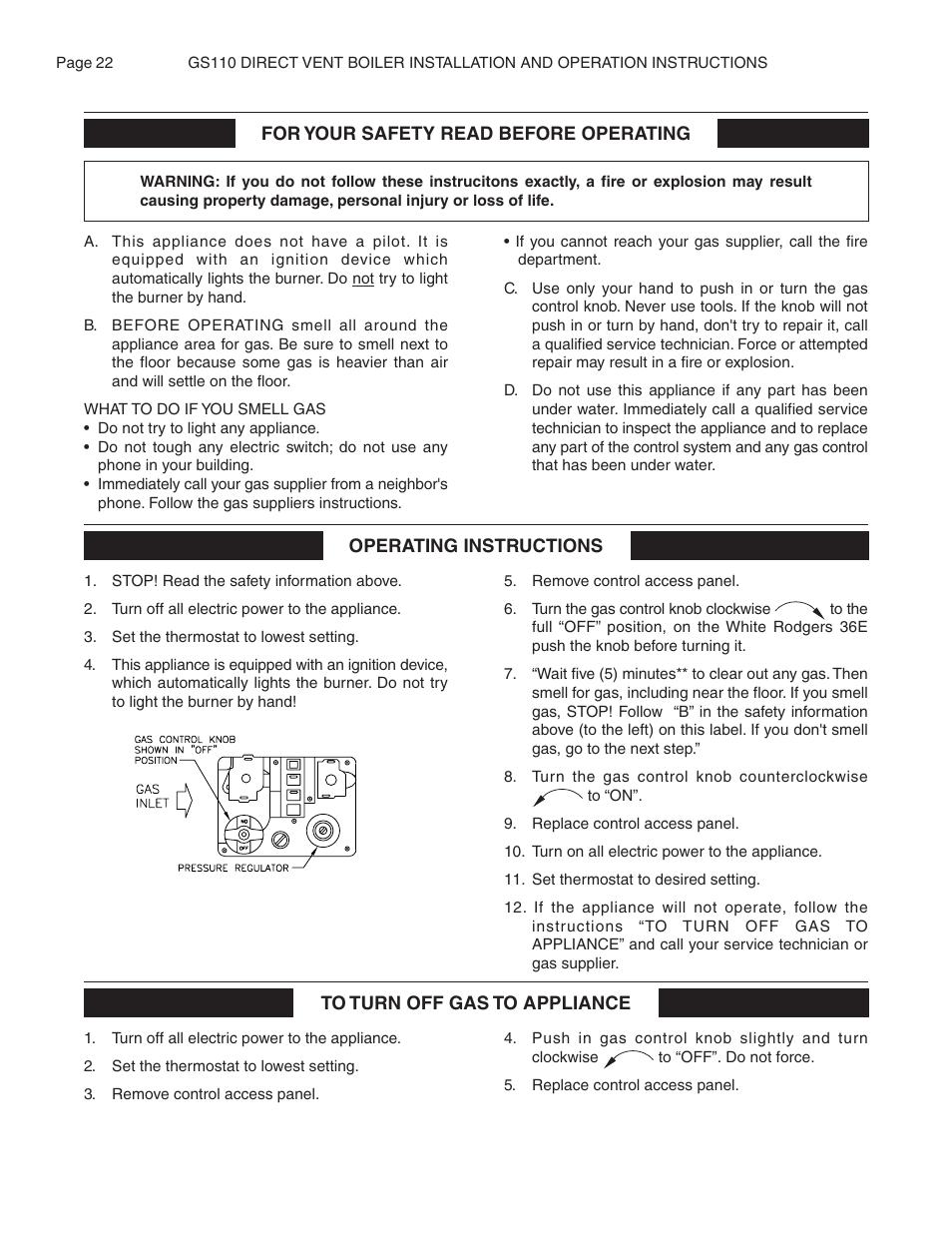 Smith Cast Iron Boilers GS110W User Manual | Page 22 / 32
