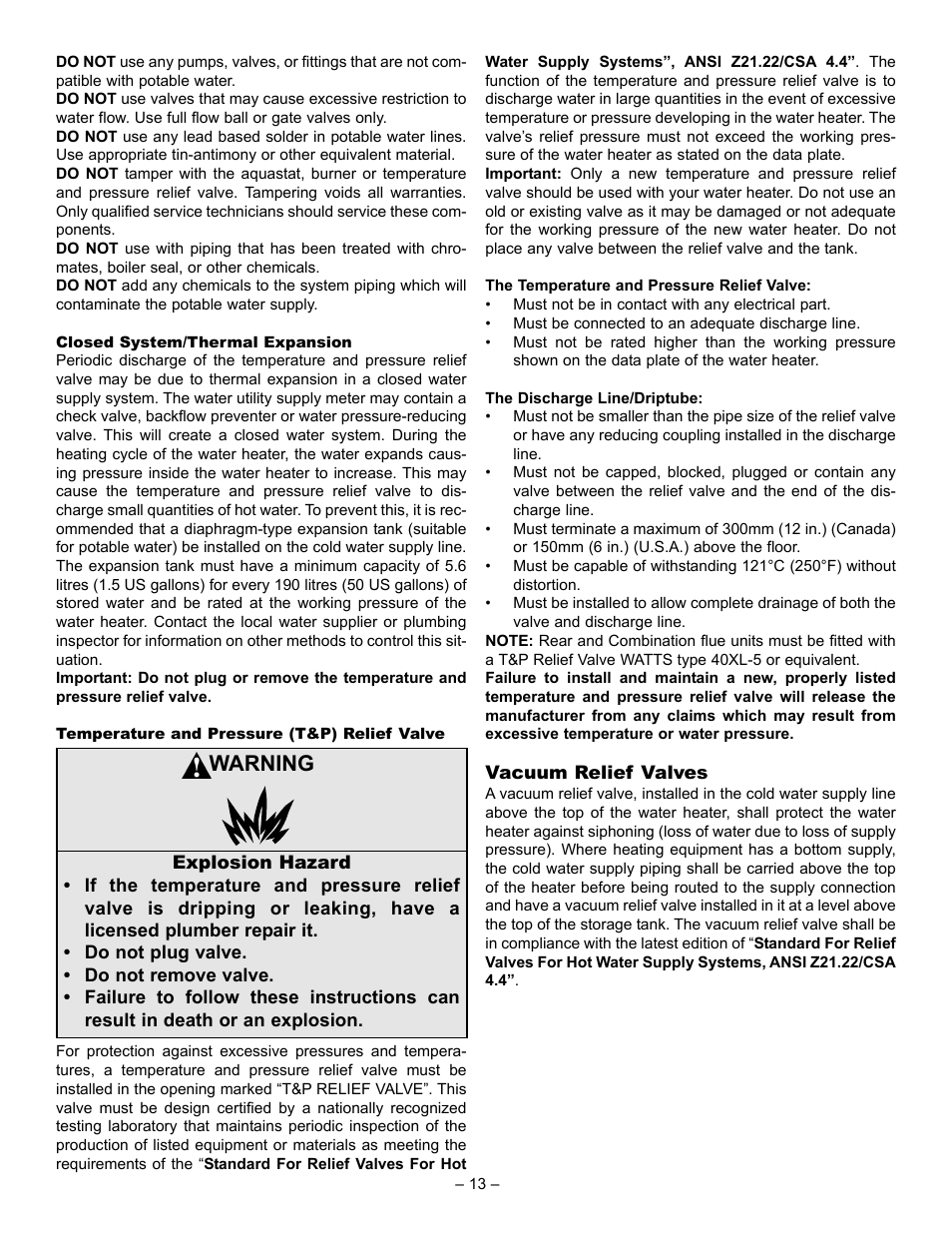 Warning | John Wood Oil-Fired User Manual | Page 13 / 26