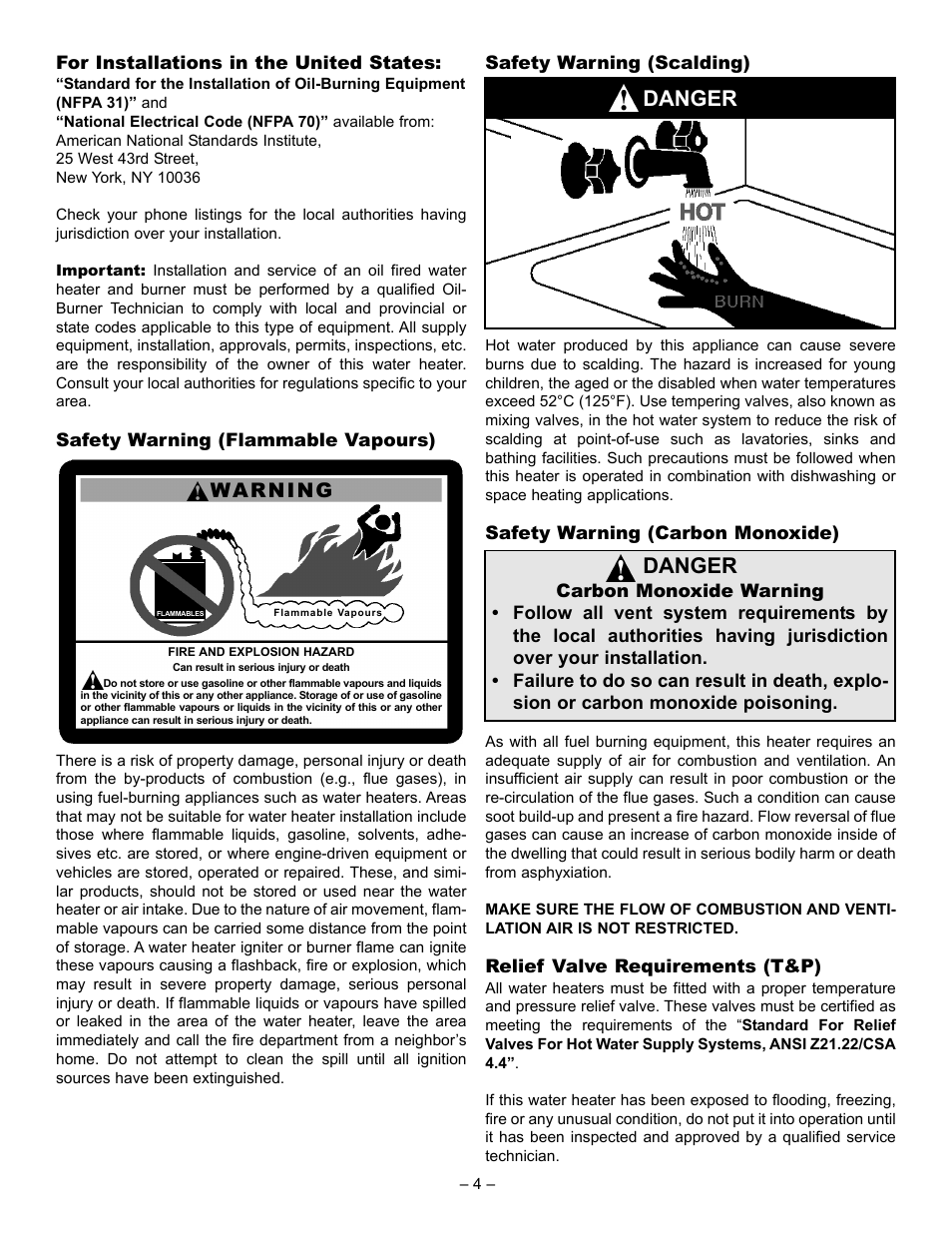 Danger, Warning | John Wood Oil-Fired User Manual | Page 4 / 26