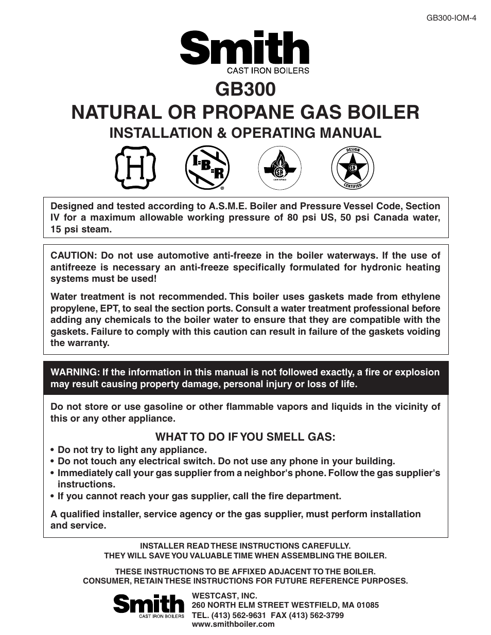 Smith Cast Iron Boilers GB300 User Manual | 52 pages
