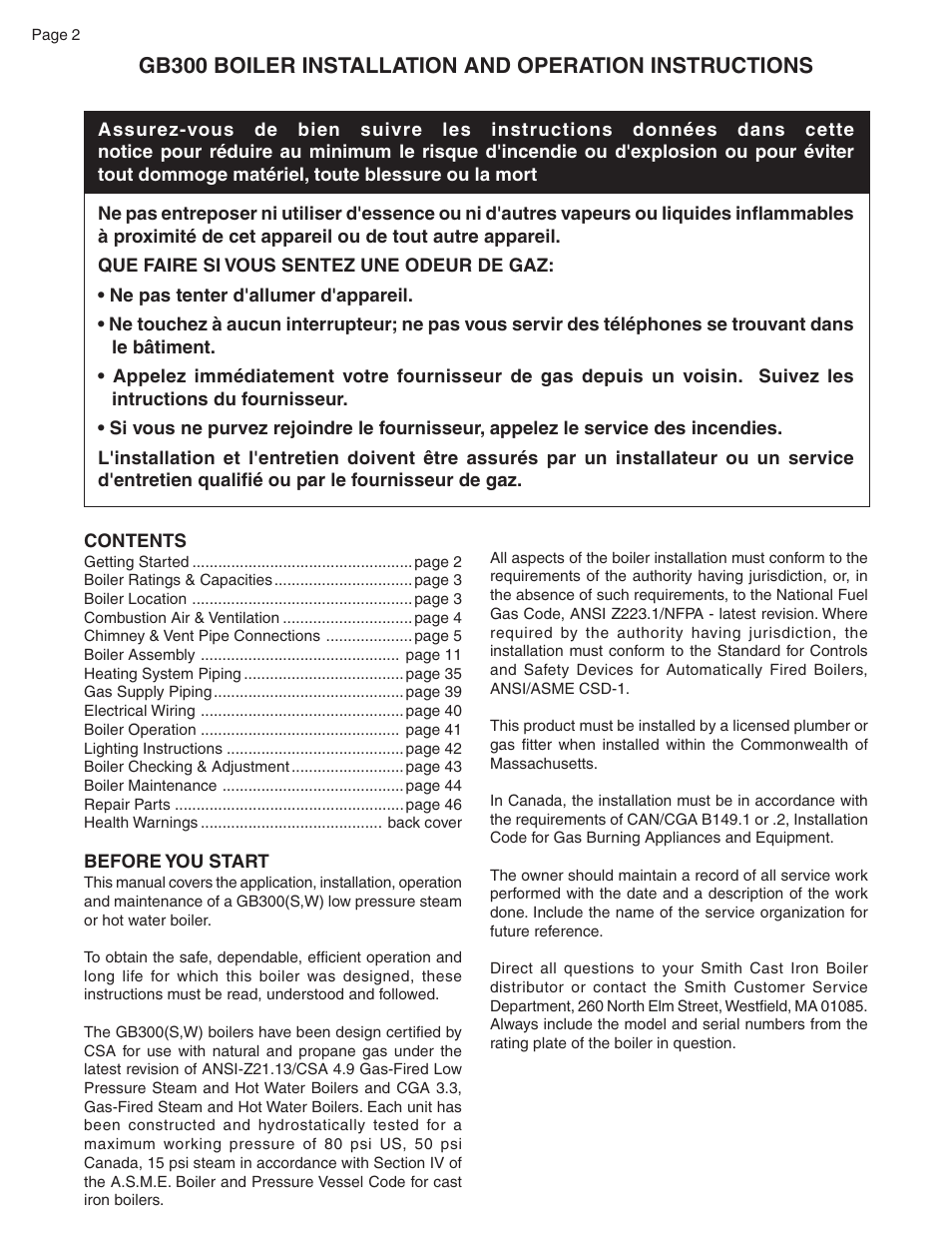 Smith Cast Iron Boilers GB300 User Manual | Page 2 / 52