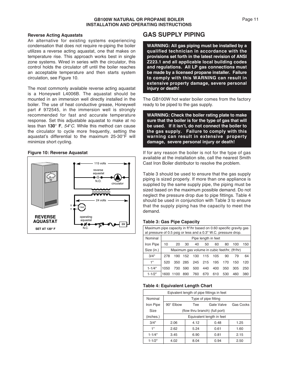 Gas supply piping | Smith Cast Iron Boilers GB100W User Manual | Page 11 / 32