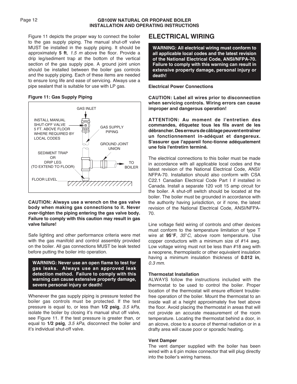 Electrical wiring | Smith Cast Iron Boilers GB100W User Manual | Page 12 / 32