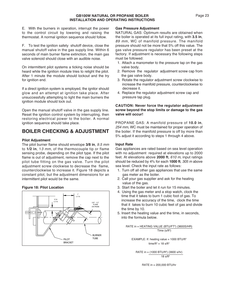 Boiler checking & adjustment | Smith Cast Iron Boilers GB100W User Manual | Page 23 / 32