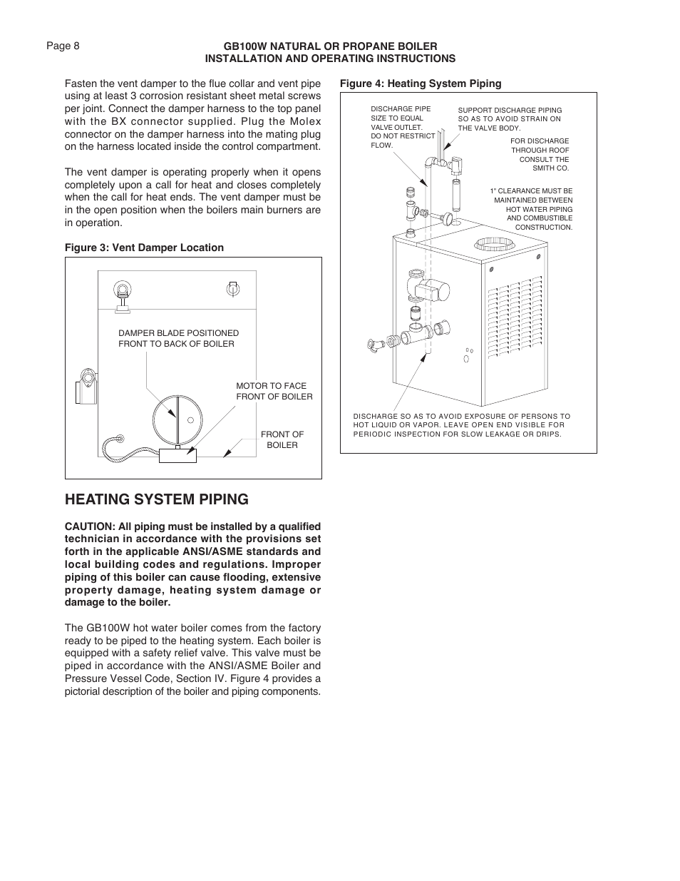 Heating system piping | Smith Cast Iron Boilers GB100W User Manual | Page 8 / 32