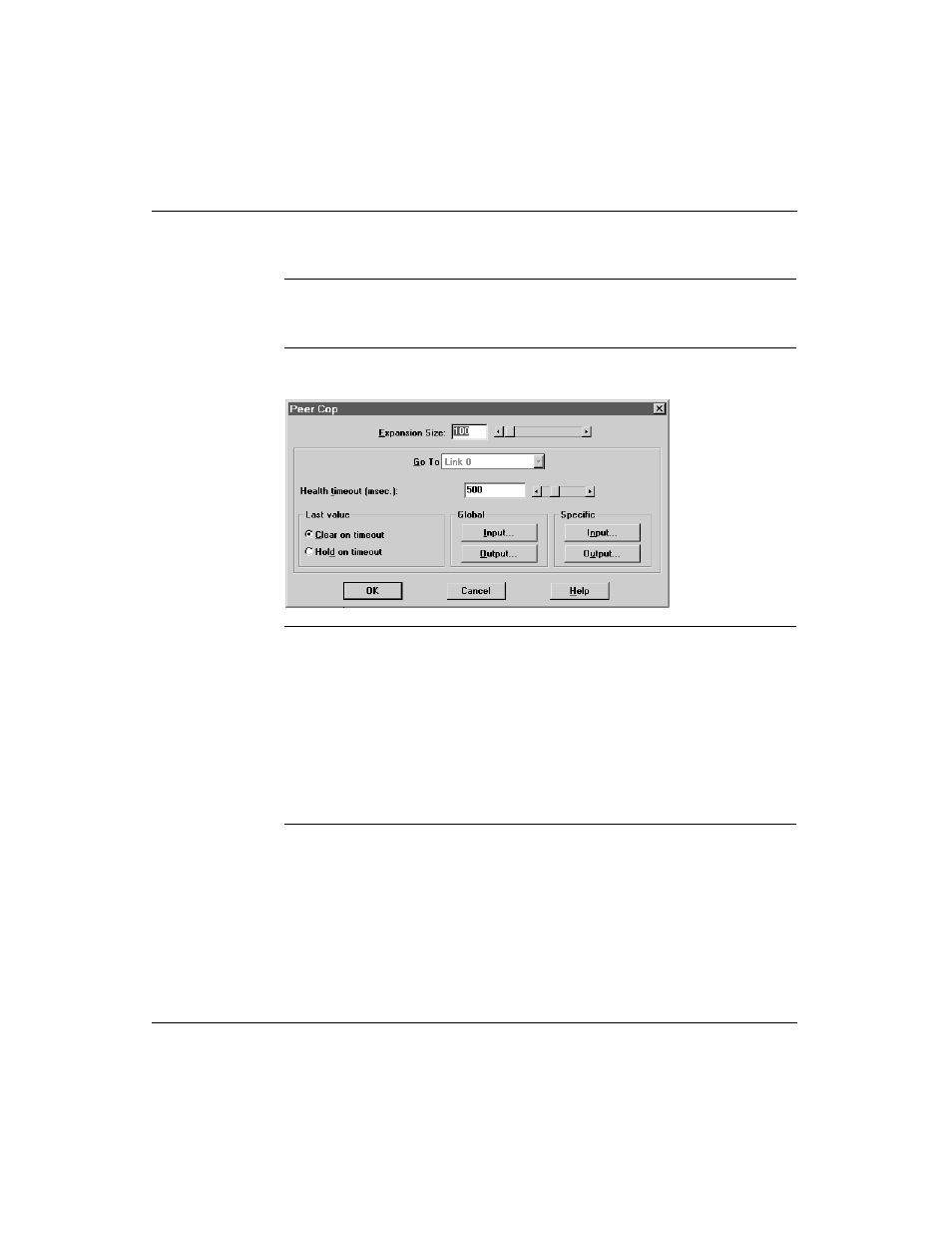 Other default settings in the peer cop dialog box | Schneider Electric Processor Adapter User Manual | Page 374 / 425