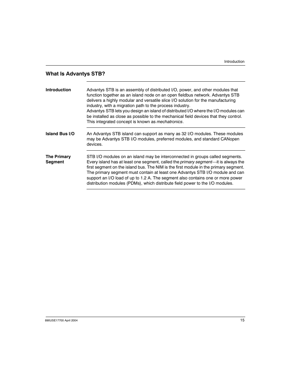 What is advantys stb | Schneider Electric 890USE17700 User Manual | Page 15 / 194