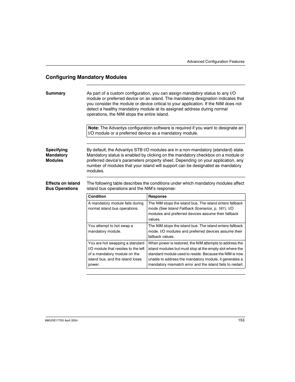 Configuring mandatory modules | Schneider Electric 890USE17700 User Manual | Page 153 / 194