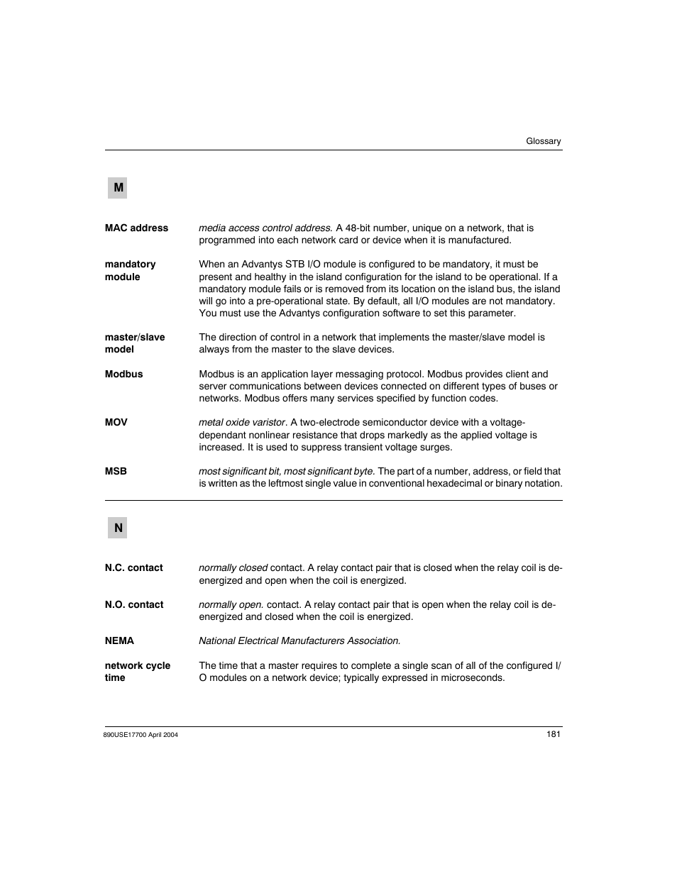 Schneider Electric 890USE17700 User Manual | Page 181 / 194