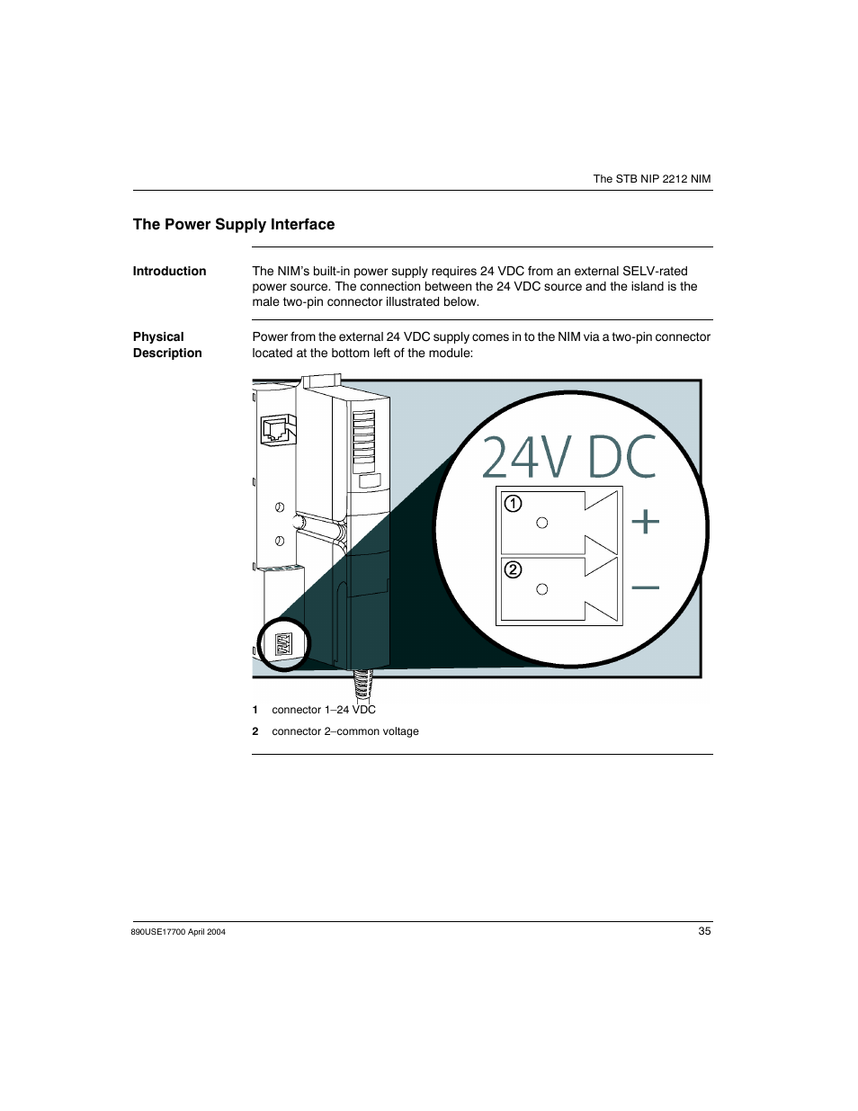 The power supply interface | Schneider Electric 890USE17700 User Manual | Page 35 / 194