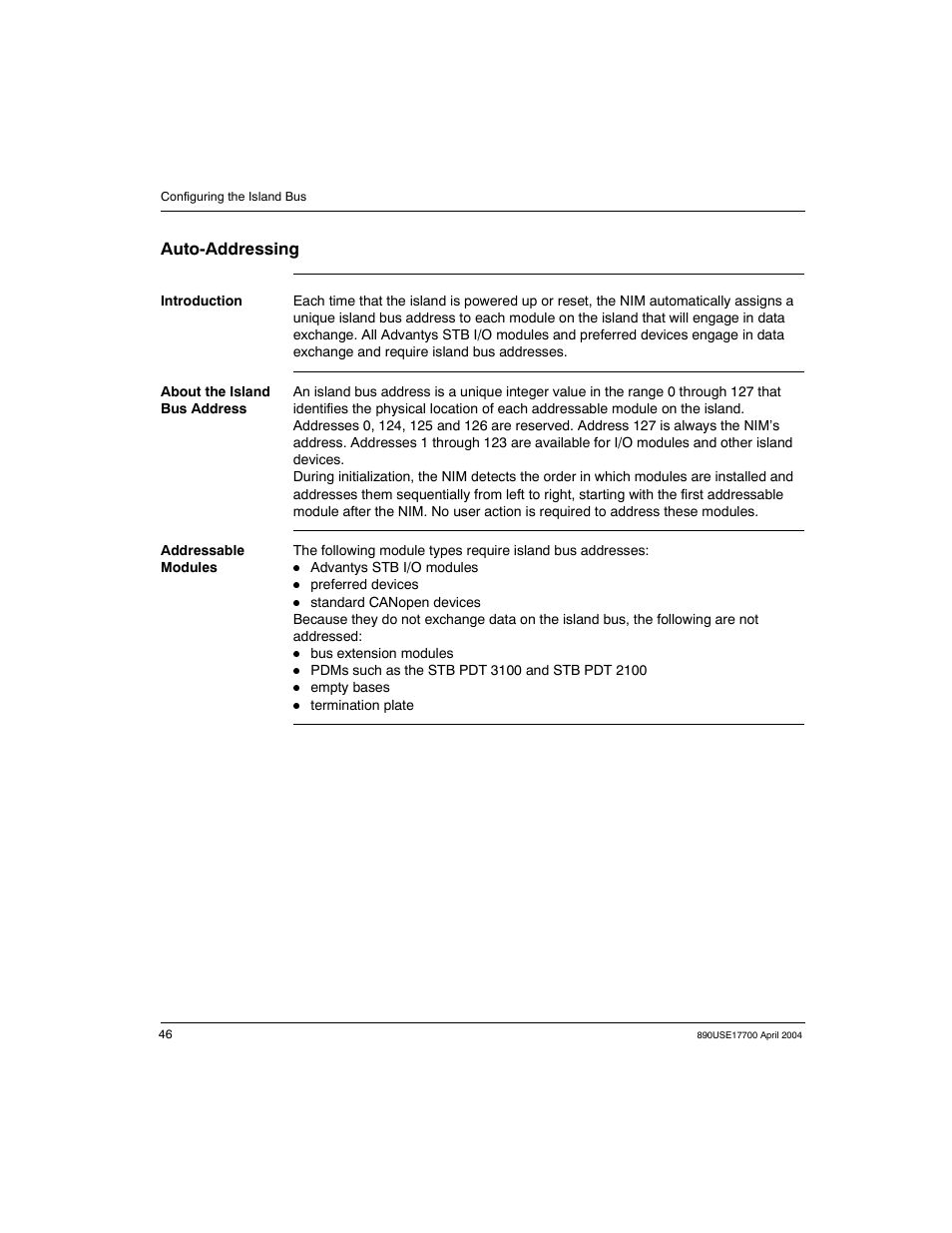 Auto-addressing | Schneider Electric 890USE17700 User Manual | Page 46 / 194