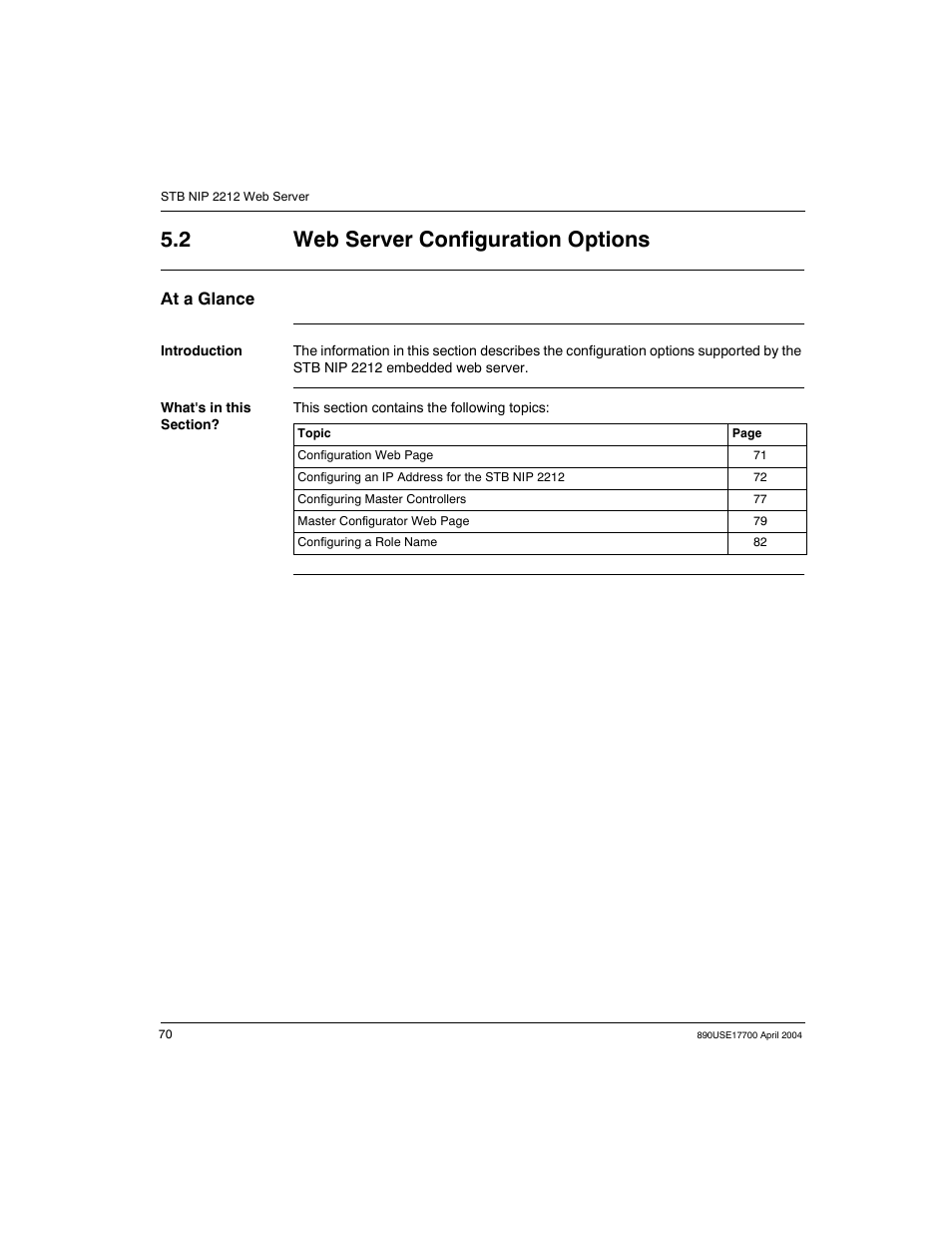 Web server configuration options, 2 web server configuration options, At a glance | Schneider Electric 890USE17700 User Manual | Page 70 / 194