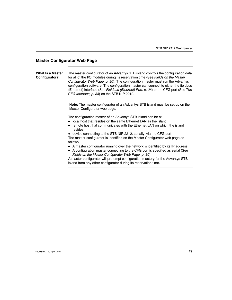 Master configurator web page | Schneider Electric 890USE17700 User Manual | Page 79 / 194