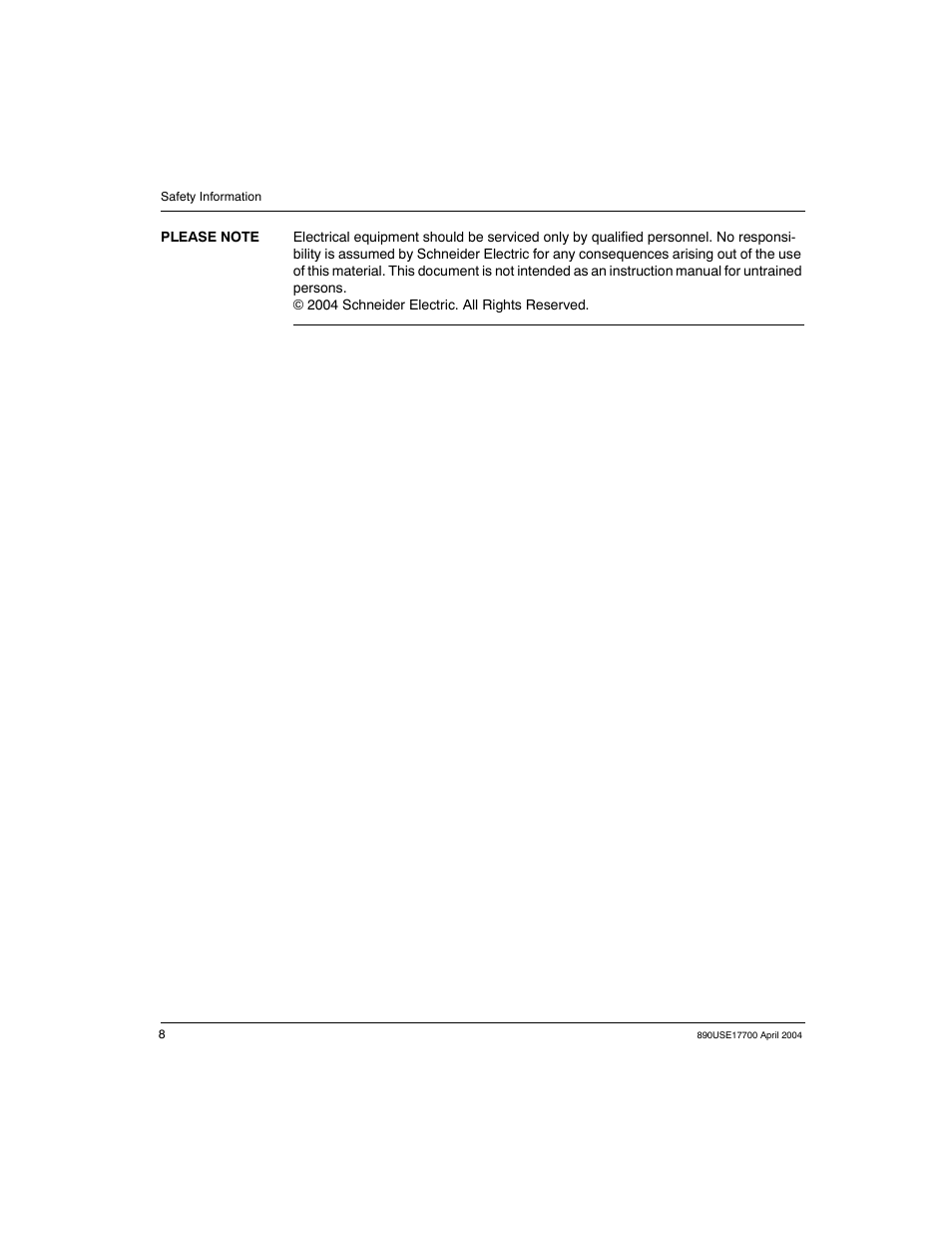 Schneider Electric 890USE17700 User Manual | Page 8 / 194