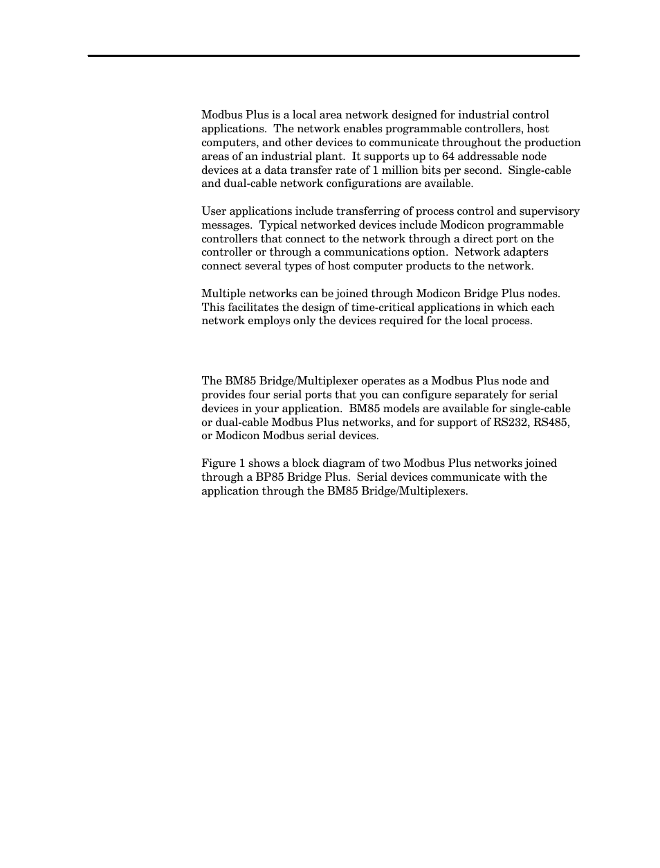 1 bridge/multiplexers on modbus plus | Schneider Electric Modicon BM85 User Manual | Page 12 / 110