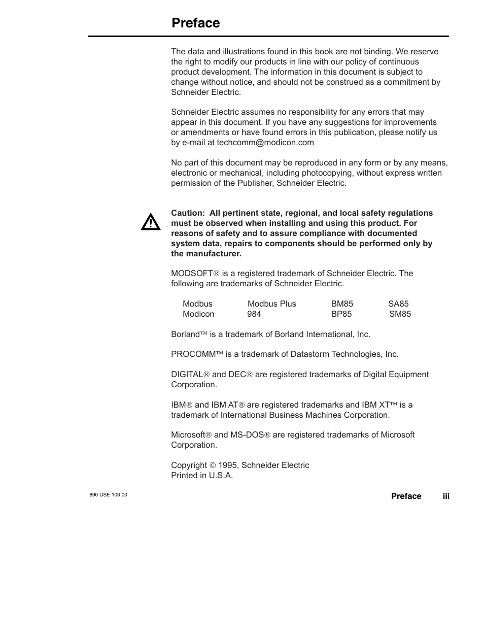 Preface | Schneider Electric Modicon BM85 User Manual | Page 3 / 110