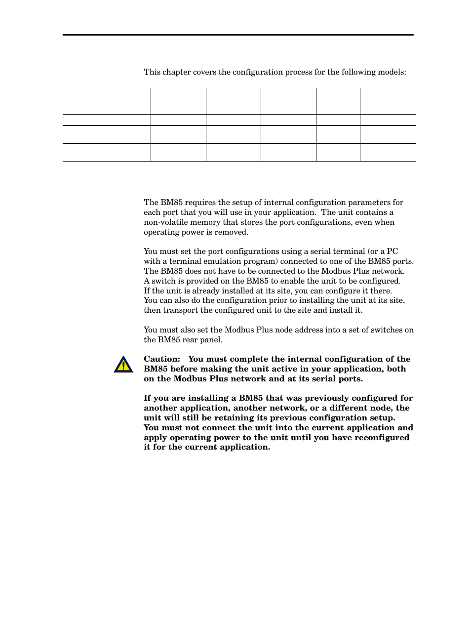 1 before you start, 1 models covered in this chapter, 2 an overview of the configuration process | Schneider Electric Modicon BM85 User Manual | Page 36 / 110