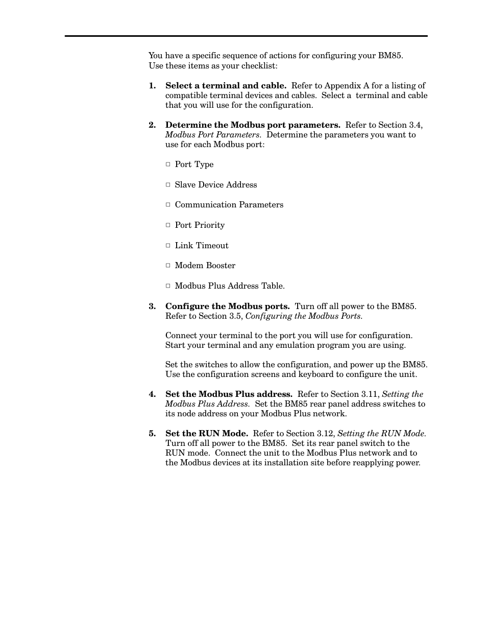 3 configuration checklist | Schneider Electric Modicon BM85 User Manual | Page 38 / 110