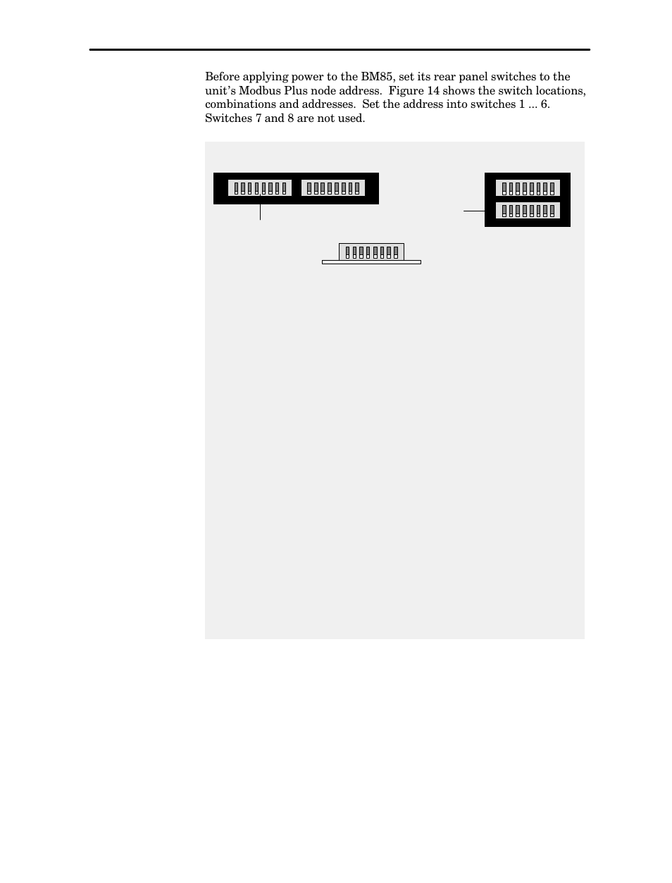 11 setting the modbus plus address, Configuring the modbus models, Lower | Left | Schneider Electric Modicon BM85 User Manual | Page 62 / 110