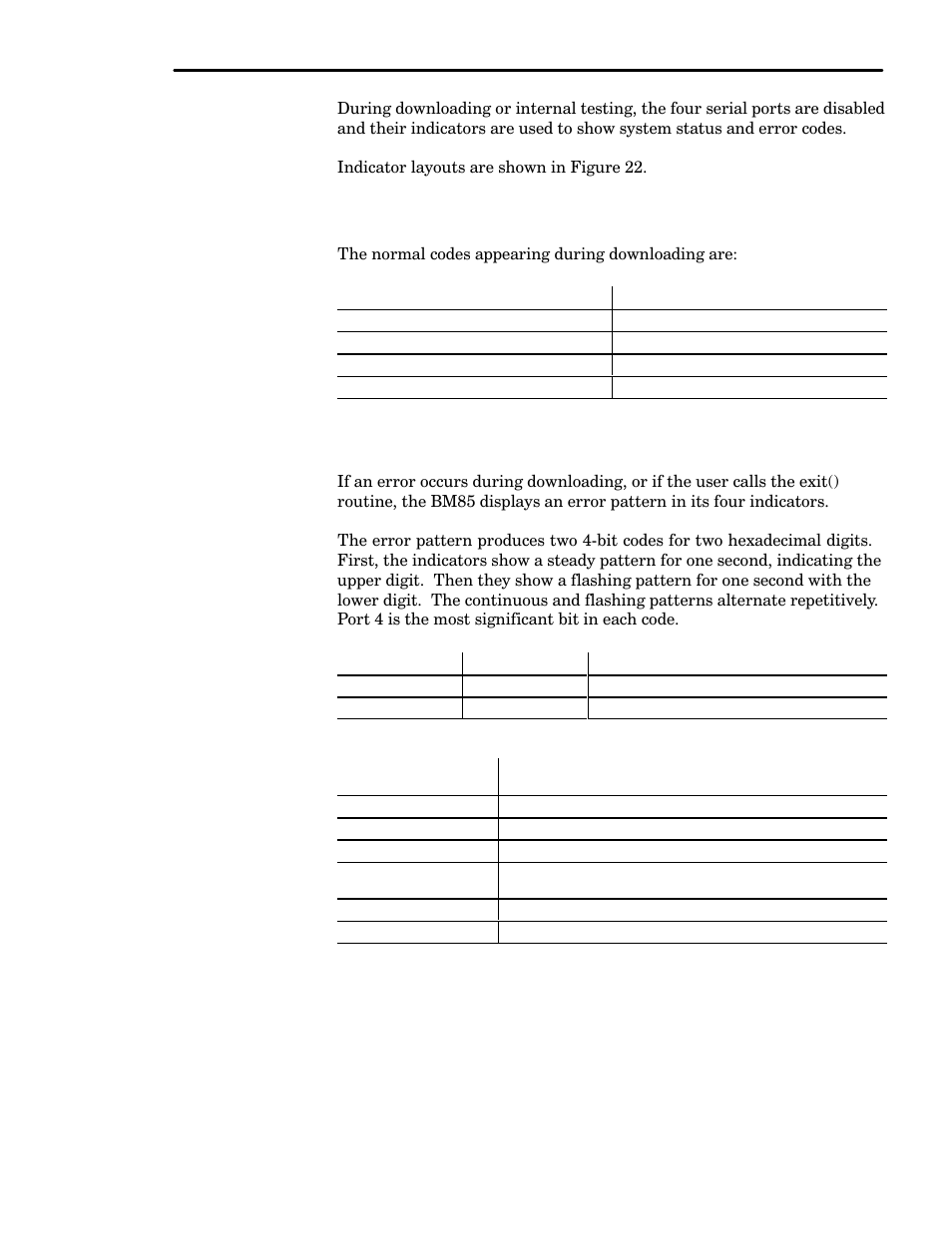 8 indicator codes during downloading, 1 normal download codes, 2 error codes | Schneider Electric Modicon BM85 User Manual | Page 77 / 110