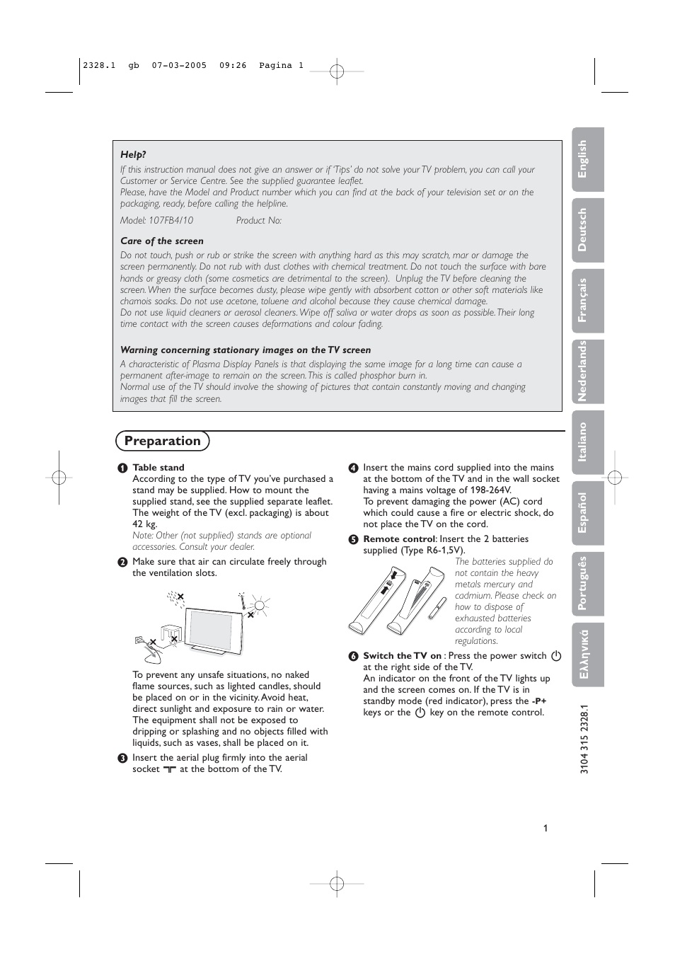 Preparation | Schneider Electric 107FB4/10 User Manual | Page 5 / 18