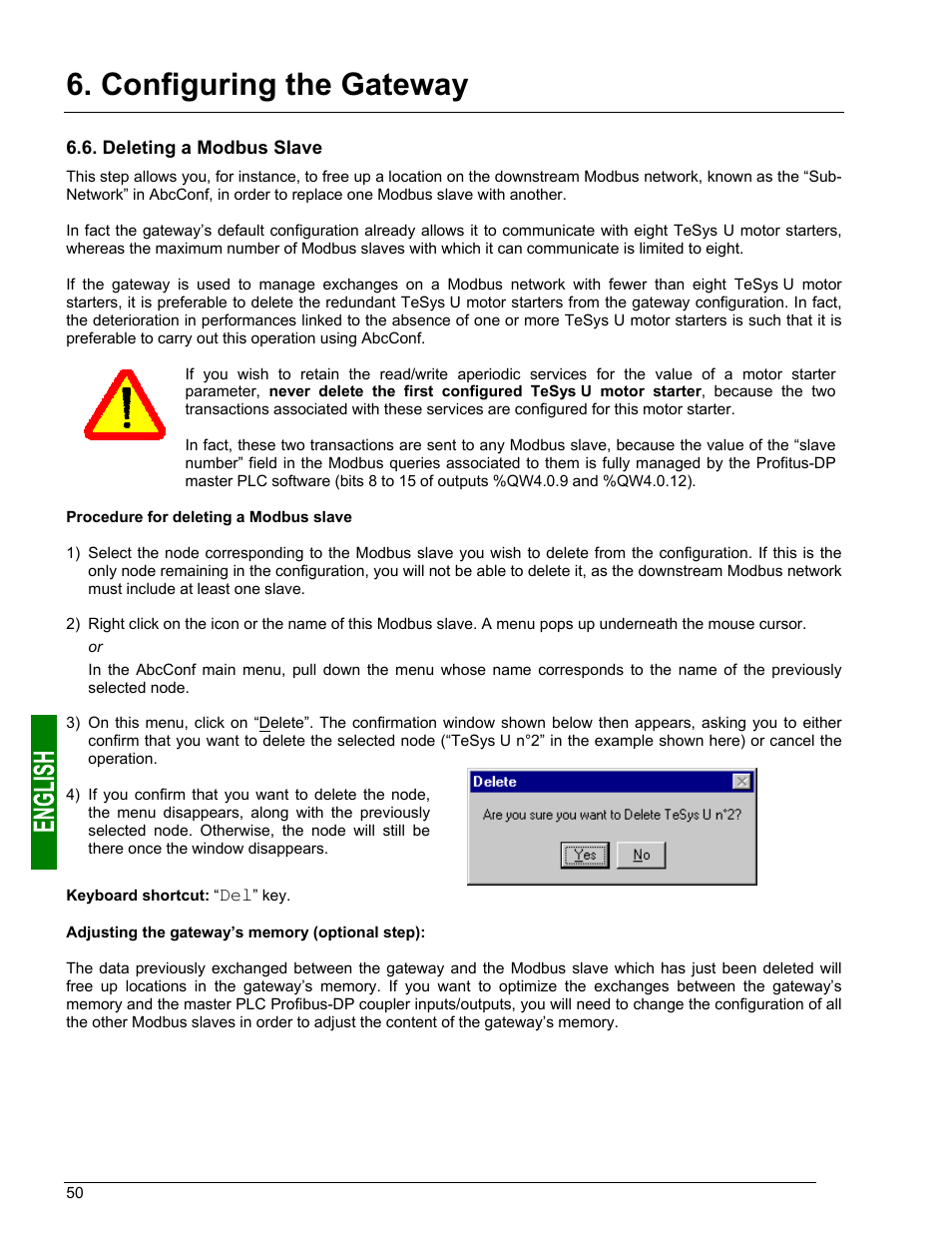 Adding a modbus slave, Monitoring the content of the gateway’s memory, Configuring the gateway | Schneider Electric Gateway LUFP7 User Manual | Page 49 / 115