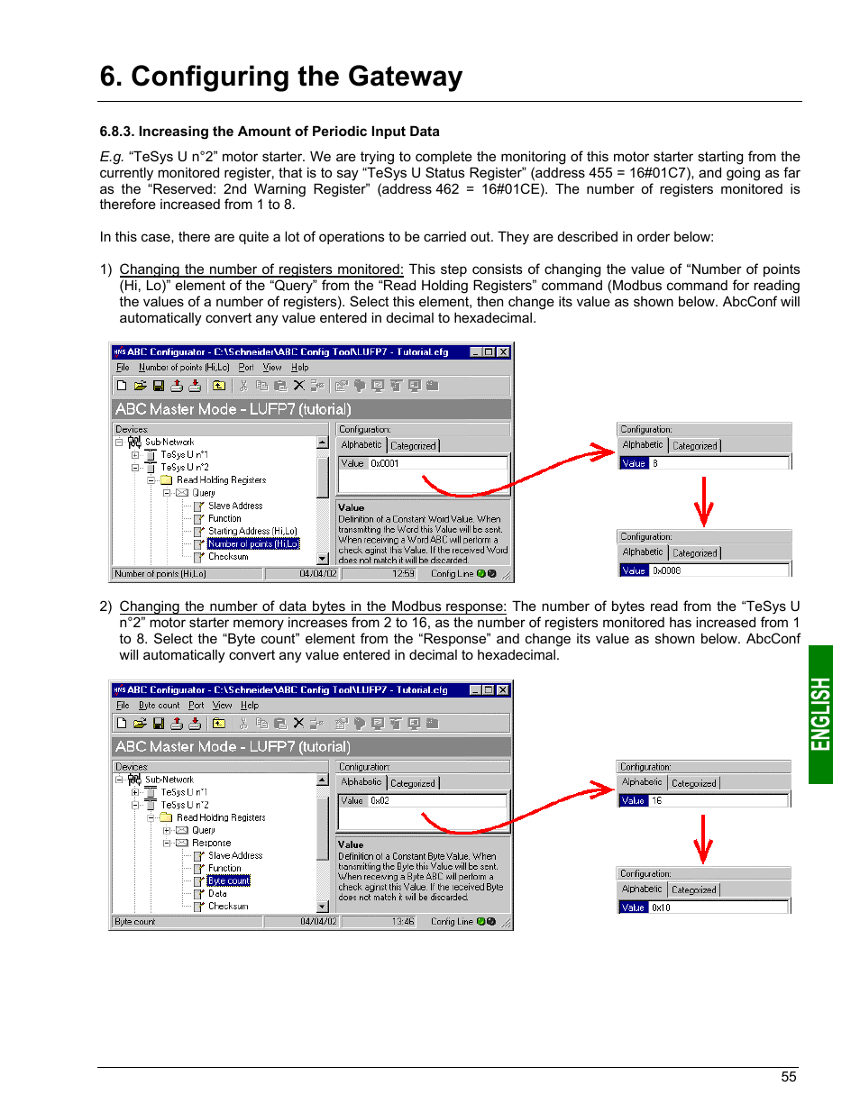 Configuring the gateway | Schneider Electric Gateway LUFP7 User Manual | Page 54 / 115