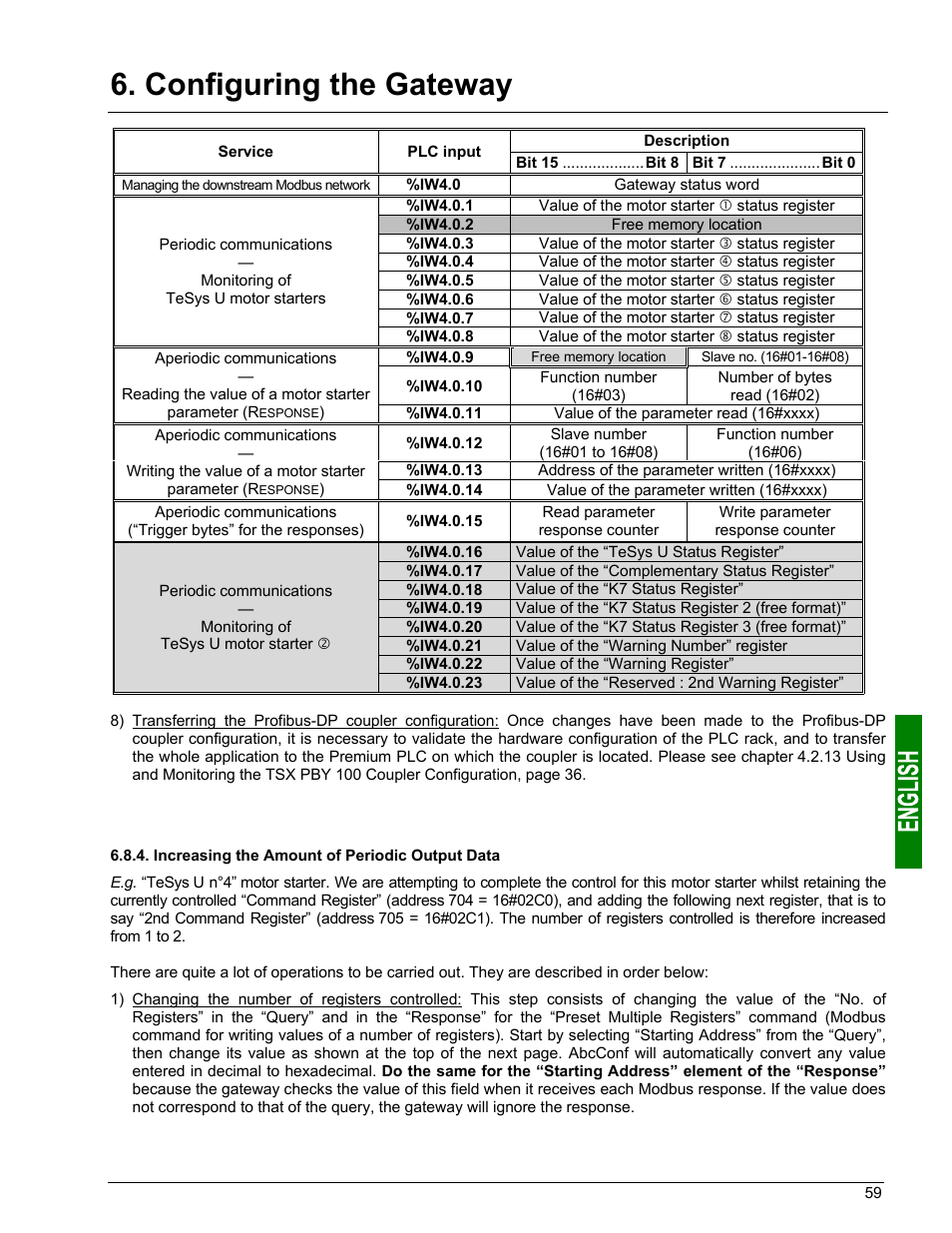 Configuring the gateway | Schneider Electric Gateway LUFP7 User Manual | Page 58 / 115