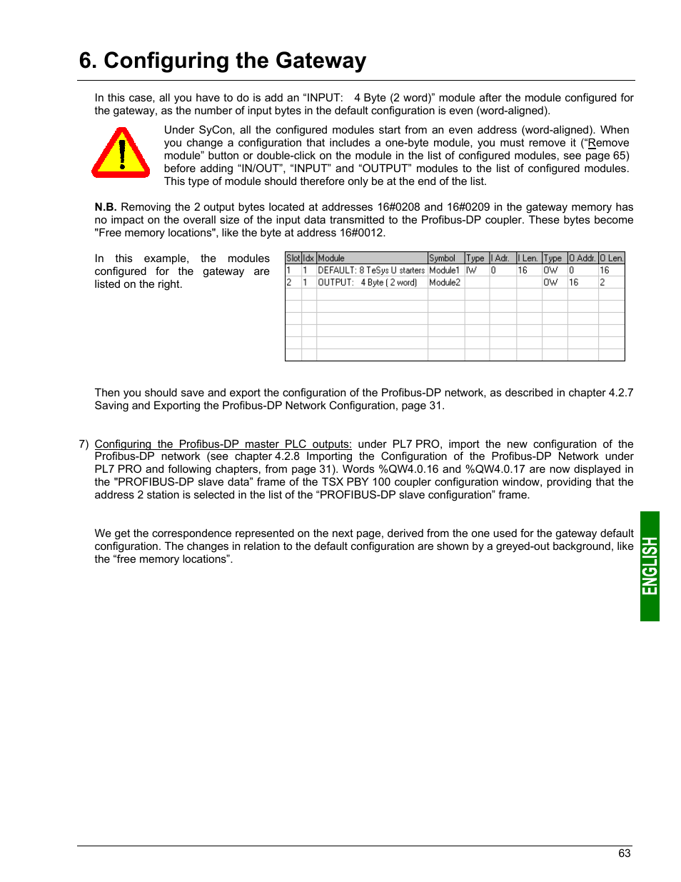 Deleting aperiodic parameter data, Increasing the amount of periodic input data, Configuring the gateway | Schneider Electric Gateway LUFP7 User Manual | Page 62 / 115