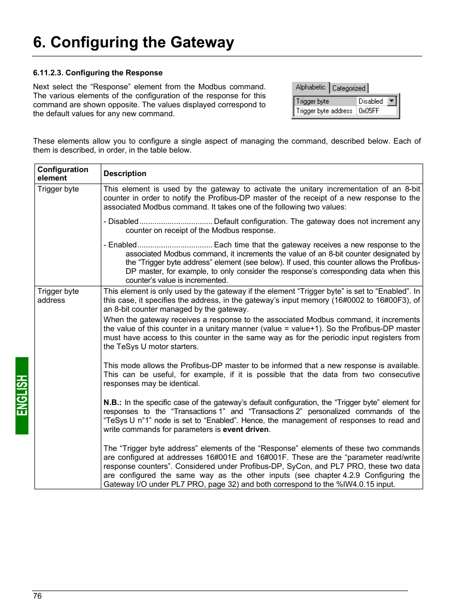 Configuring the content of the query frame, Configuring the query, Configuring the gateway | Schneider Electric Gateway LUFP7 User Manual | Page 75 / 115