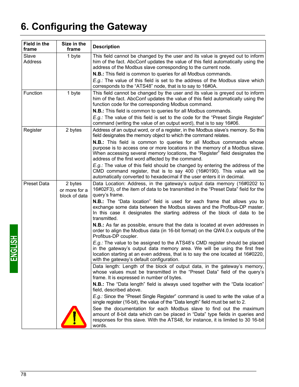 Configuring the content of the response frame, Configuring the response, Configuring the gateway | Schneider Electric Gateway LUFP7 User Manual | Page 77 / 115