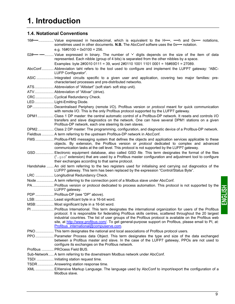 Notational conventions, Introduction | Schneider Electric Gateway LUFP7 User Manual | Page 8 / 115
