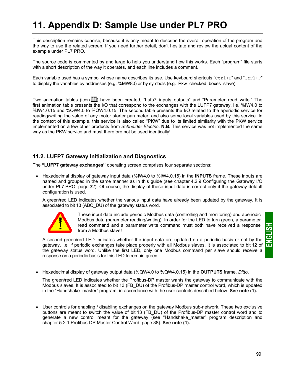 Appendix d: sample use under pl7 pro | Schneider Electric Gateway LUFP7 User Manual | Page 98 / 115