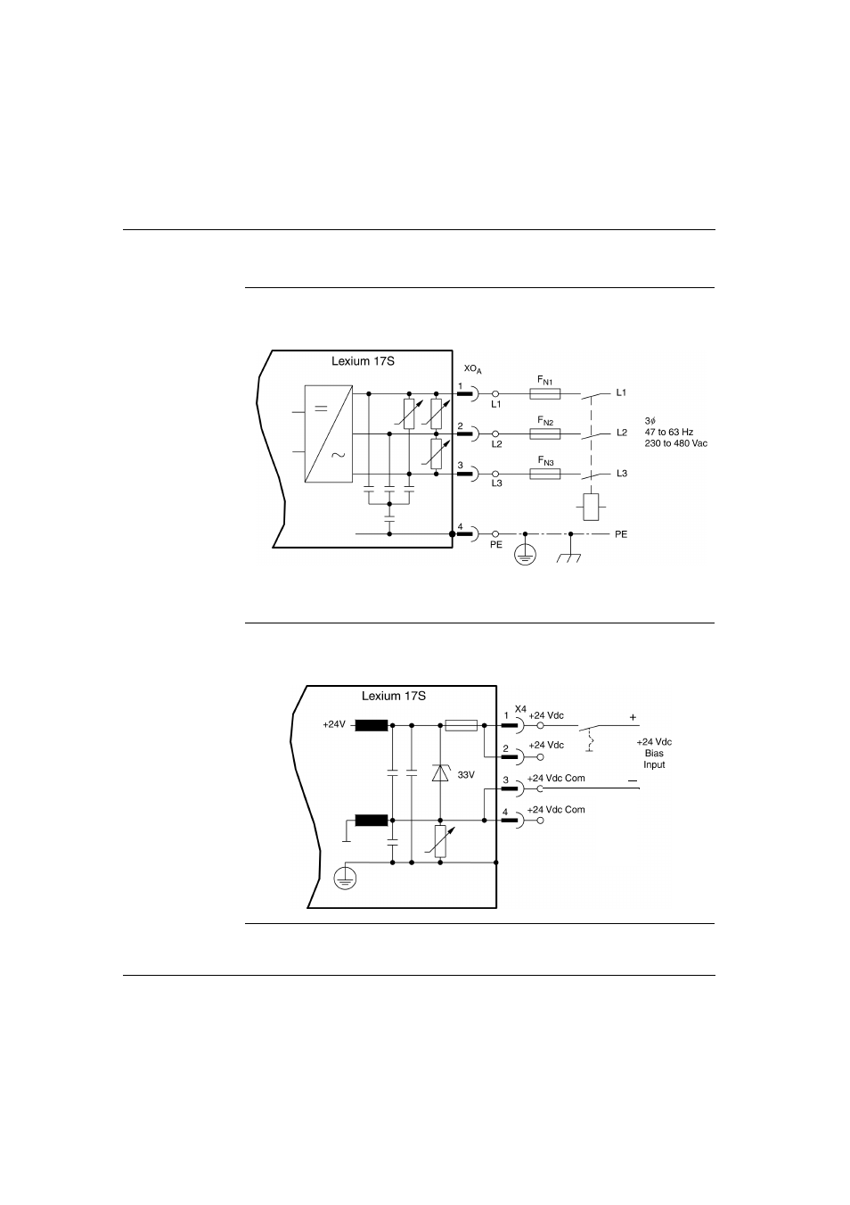 Power wiring, Ac mains power supply connection, Bias supply connection | Schneider Electric Lexium 17S Series User Manual | Page 61 / 146