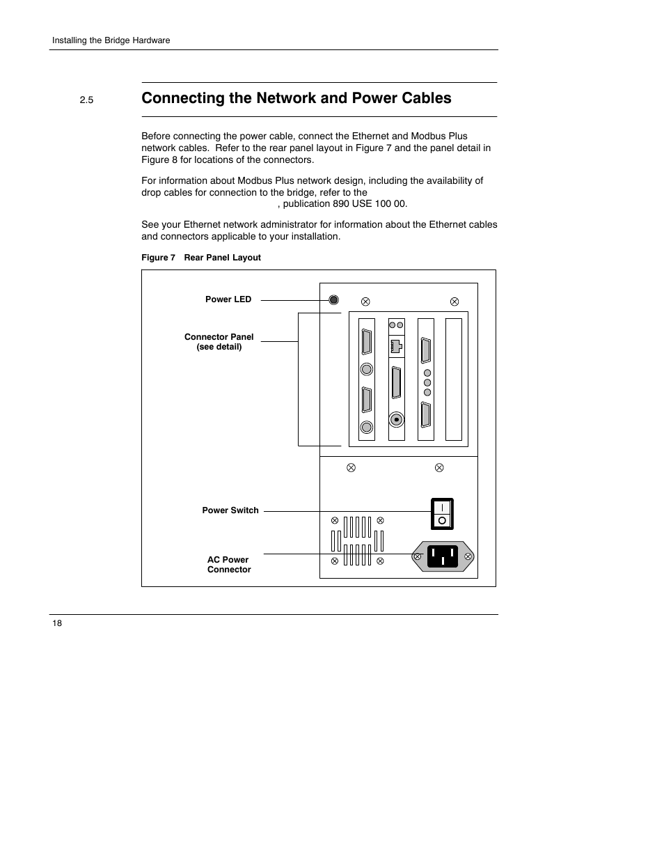 Connecting the network and power cables | Schneider Electric 174 CEV User Manual | Page 22 / 87