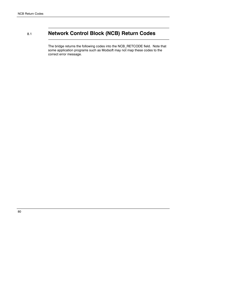 Network control block (ncb) return codes | Schneider Electric 174 CEV User Manual | Page 82 / 87