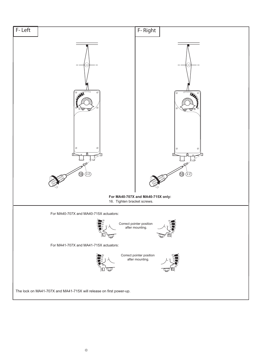 F- left f- right | Schneider Electric DuraDrive Direct Coupled Actuators MA4X-707X User Manual | Page 16 / 24