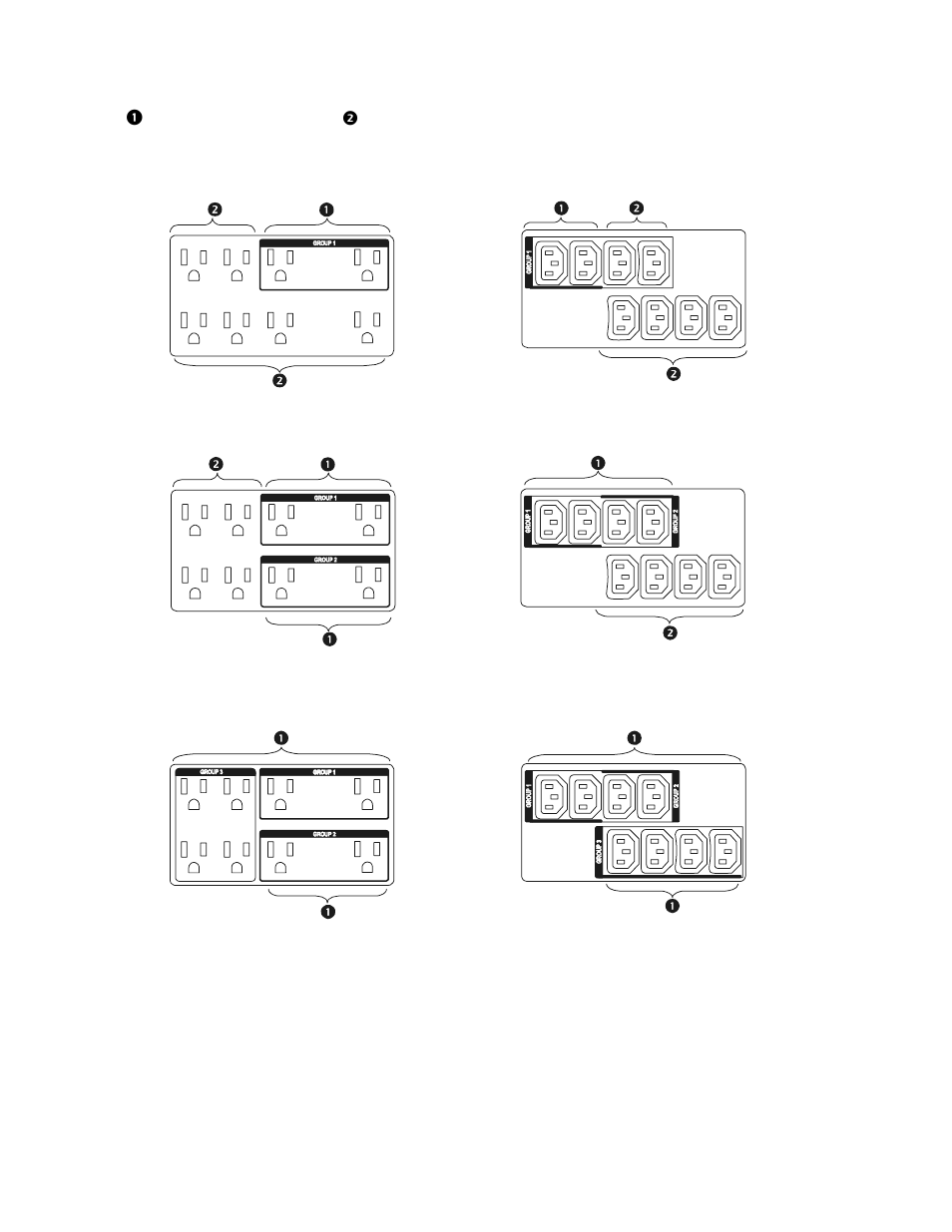 Model-specific controllable outlet groups, 750va, 120 v and 230 v, 1000 va, 120 v and 230 v | 1500 va, 120 v and 230 v, Controllable outlet group(s)  ups outlets, Smart-ups x-series operation 8 | Schneider Electric SMART-UPS 750VA User Manual | Page 11 / 20