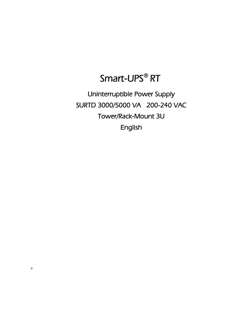 Schneider Electric SURTD 3000 User Manual | 20 pages