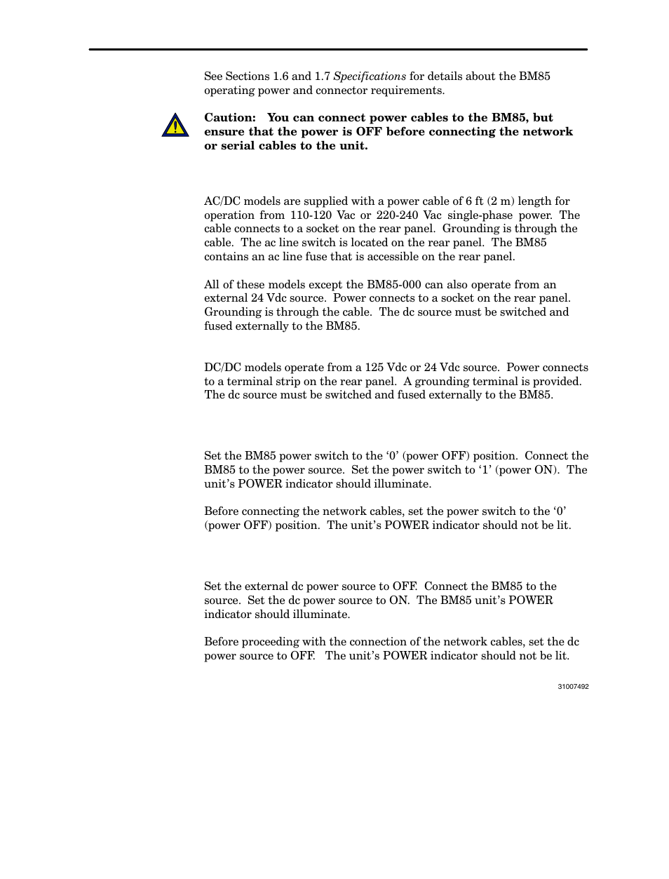 Connecting the power cables, 2 connecting the power cables | Schneider Electric Modbus Plus Network Bridge Multiplexer none User Manual | Page 84 / 110
